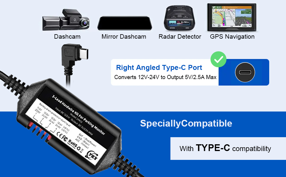 Dashboard Camera Car Charger Cable Kit