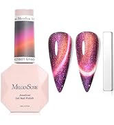 MelodySusie 9D Chameleon Cat Eye Gel Nail Polish, 0.5 Fl Oz Pink Glitter Holographic Magnetic Nai...