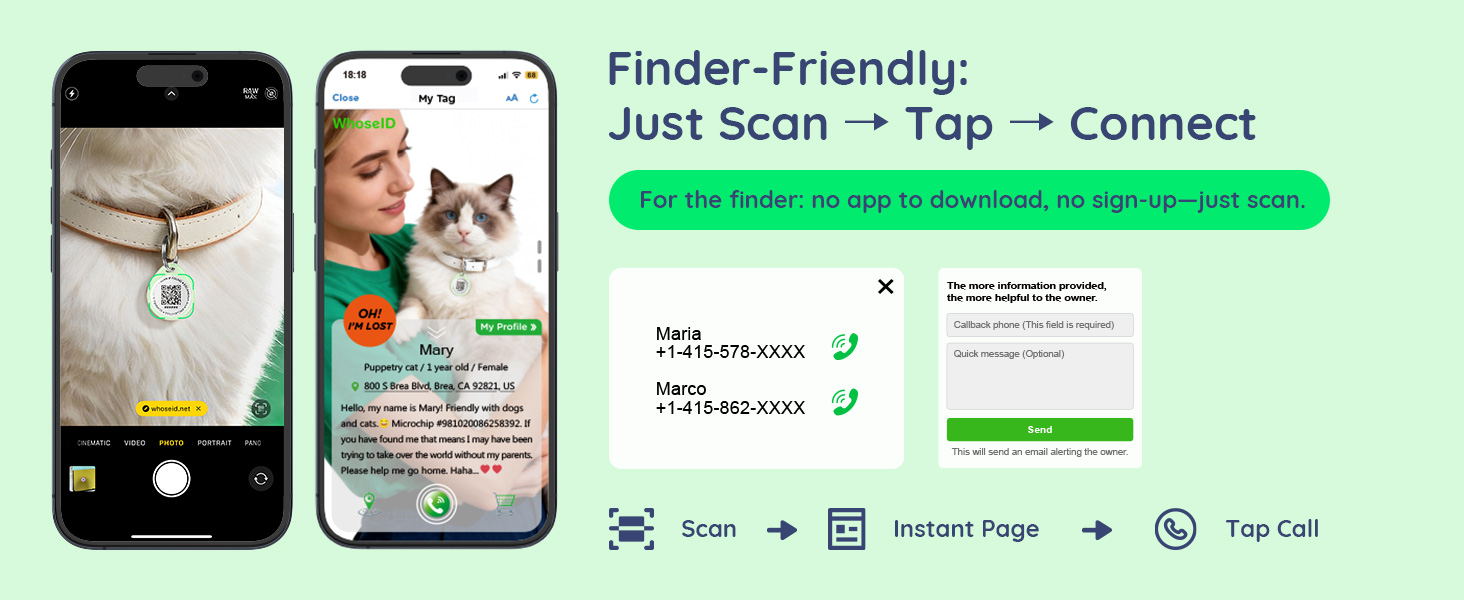 Smart ID dog tag and cat tag