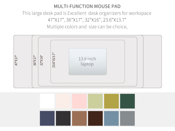 Multi-function mouse pad, 47"X17", 36"X17", 32"X16", 23.6"X13.7” mouse pad