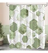 Litabel Sage Green Modern Shower Curtain for Bathroom, Geometric Art Decor Waterproof Bath Curtai...