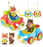 lalalark Remote Control Car for Toddlers, 2 Pack RC Cars with Figure Bump &amp; Ejection Play, Kids C...