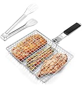 Grill Baskets, barbecue tray, outdoor basket grill with removable handles, equipped with a barbec...