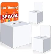 VOISEN 3 Pcs Ballot Boxes Suggestion Boxes Donation Box for Fundraising, Cardboard Raffle Box wit...