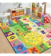 Chicrug Educational 3x5 Kids Area Rug for Playroom, TPR Non Slip Kids Classroom Carpet Rug for Le...