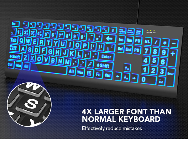 Wired keyboard Multi-color backlighting Large character design Shortcut keys