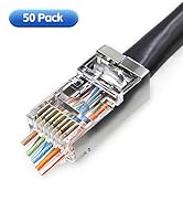 XANHAM 50 Pack Cat 6 Pass Through Shielded RJ45 Connector Modular Crimp Network Plug for 23AWG Ca...