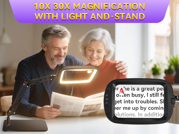 Extra Large magnifying glass with light and stand