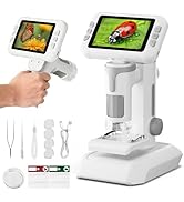 HEWEIMEI 1600X Microscope for Kids, 4K 4.0" Digital Screen Kids Microscopes with Slides Kit, Educ...
