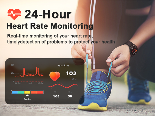 SmartWatch monitoring of your heart rate,timelydetection of problems to protect your health