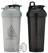 Hydra Cup ProFlow [2 Pack] 28 oz Shaker Bottles for Protein Shakes, Shaker Cups with Ball Blender...