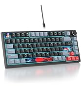 Mosptnspg 75% TKL Wired Mechanical Keyboard,RGB Backlit Gasket Mount 82 Key Hot Swappable Custom ...
