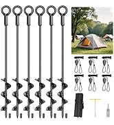 hannger 6 Pack 18" Ground Anchors Screw in, Tent Stakes Anchors with T-Handle Hex Wrench &amp; Toolki...