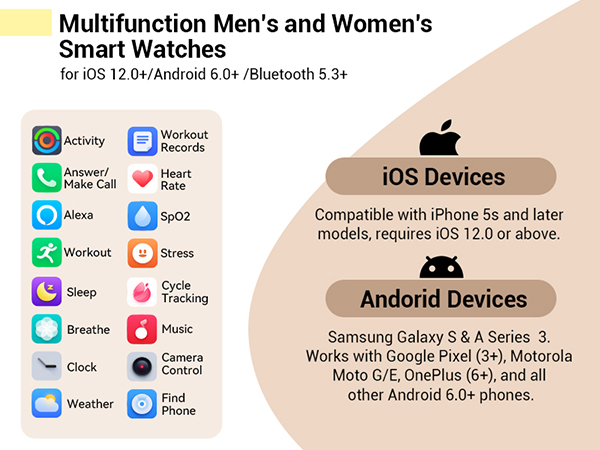 Smart watches for women Android and iPhone compatible smart watches for men