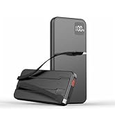 Portable Charger with Built in Cables, Portable Charger with Cords Wires Slim 10000mAh Travel Ess...