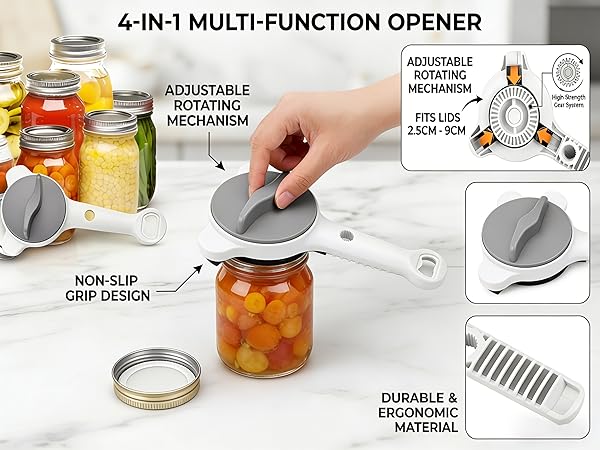 Jar Opener with Non Slip Teeth for Seniors &amp;amp; Those, Fits Kitchen Jars, Sauces, Bottles &amp;amp; Cans