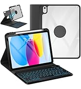 amile for iPad 10th Generation Case with Keyboard 10.9 Inch - 7 Colors Backlit