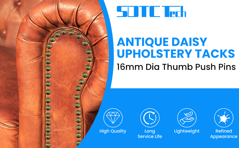 Antique Daisy Upholstery Tacks 16mm Dia