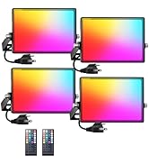 Onforu LED Flood Light Outdoor 800W Equivalent, 100W Color Changing RGBW Floodlight with Remote, ...