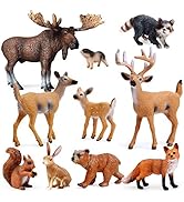 10pcs Forest Animals Figures, Woodland Creatures Figurines, Miniature Toys Cake Toppers