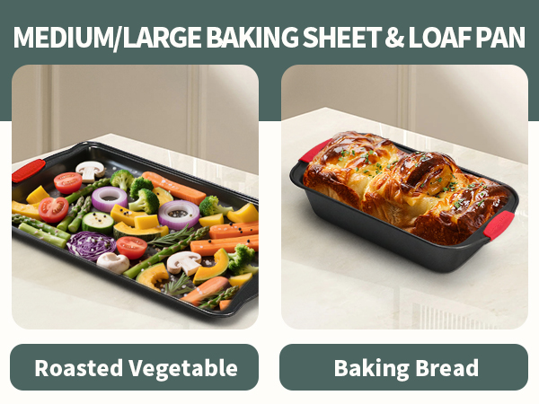 large/small baking sheet loaf pan-roasted vegetable meat bread