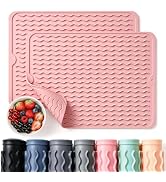 CAKETIME 2 Pack Silicone Dish Drying Mat for Kitchen Counter Cooking Baking Liners Drawer Storage...