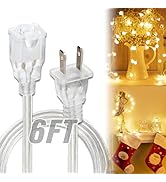 6 FT Clear Extension Cord - Male to Female Invisible Indoor 2 Prong Power Cable, Thin Extension C...