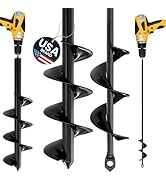 K-Brands Auger Drill Bit for Planting 2 Pack 1.6 x 16 Inch &amp; 3.5 x 16 Inch Set – Garden Spiral Ho...
