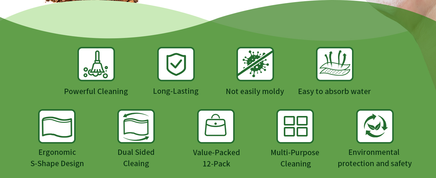 Sponges Kitchen Natural Dish Sponge Plant-Based