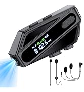 Motorcycle Bluetooth Headset, C6 Helmet Bluetooth Headset with 2 Type Mics, Intercom/Hands-Free C...