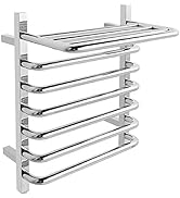 Tangkula Towel Warmer with Top Shelf, 10 Bars Wall Mounted Electric Heated Towel Rail for Bathroo...