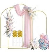 EMART Metal Arch Backdrop Stand Set of 3 (7.2FT/6.6FT/6Ft) Wedding Arch Frame with 12 Ground Nail...
