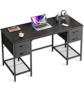 Huuger 47 Inch Computer Desk with 4 Drawers, Office Desk with Mesh Shelf, Gaming Desk, Large Stor...