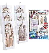 LEVERLOC Hanging Vacuum Storage Space Saver Bags for Clothes Winter Coat Garment Dress Clothing H...