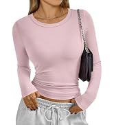 Trendy Queen Womens Long Sleeve T-Shirts Basic Crop Tops 2026 Spring Fashion Outfits Going Out Wi...