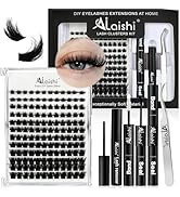 Lash Clusters Kit, DIY 3D Cluster Eyelash Extensions 10-18mm,144pcs Fluffy D Curl Soft Natural La...