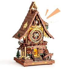 ROKR Cuckoo Clock Mechanical 3D Wooden Puzzle Kit for Adults, DIY Wooden Clock Model Building Set, U...