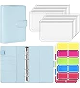 Antner A6 Budget Binder with Zipper Cash Envelopes for Money Organizer &amp; Budgeting, PU Budget Pla...
