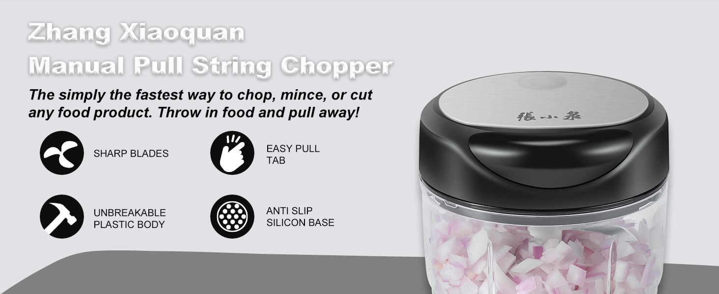 Manual Food Chopper Vegetable,Hand Pull String Garlic Mincer Onion Cutter