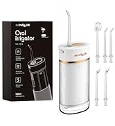 Novalgie Portable Travel Water Dental Flosser: Mini Cordless Oral Irrigator with Telescopic 180ML...