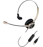 MAIRDI USB Telephone Headset with Microphone Over-The-Head, Computer Headphone w/Volume Control f...