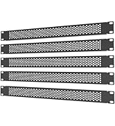 QiaoYoubang 5 Pack 1U Venting Blank Panel - Steel Blank Rack Mount Panel Spacer for 19in Server R...
