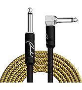 Ranch Instrument Cable 10 Ft - Straight To Right Angle Quarter Inch Cable - Durable Electric Guit...