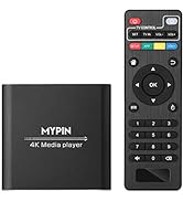 4K Media Player with Remote Control, Digital MP4 Player for 8TB HDD/USB Drive/TF Card/H.265 MP4 P...