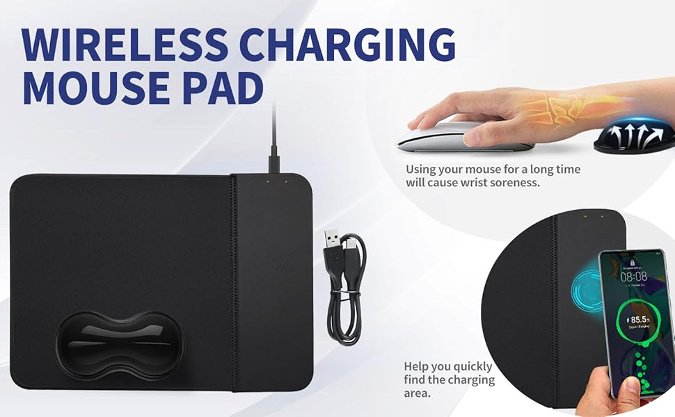 portable mouse pad with wireless charger