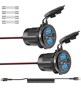 2PACK 90W Dual PD &amp; Dual Quick Charge 3.0 Qidoe USB C 12V Outlet,4 Port with Power Switch, Car Ch...
