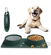 Collapsible Portable 2-in-1 Dog Bowl, Travel Dog Bowl Integrated, Silicone Foldable Expandable Fo...
