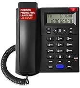 Uvital Corded Phone for Landline, Black Telephone Landline Phones, Desktop Telephone for Home/Off...