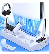 PS5 Stand with Cooling Station PS5 Controller Charging Station for Playstation 5 Console Disc/Dig...