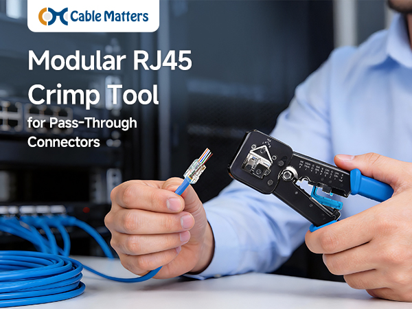 Modular RJ45 Crimp Tool (Ethernet Crimper) with Built-in Wire Cutter and Stripper